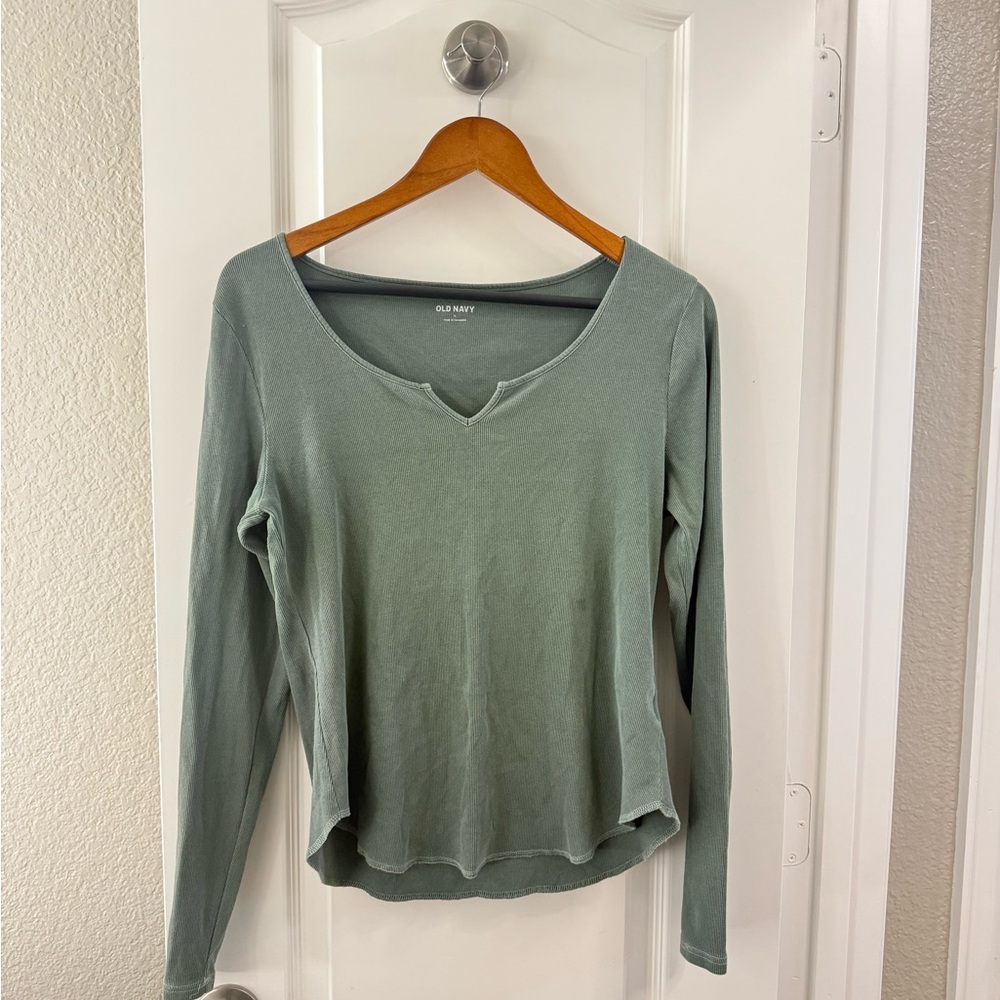 Old Navy Women's Green Long Sleeve Blouse